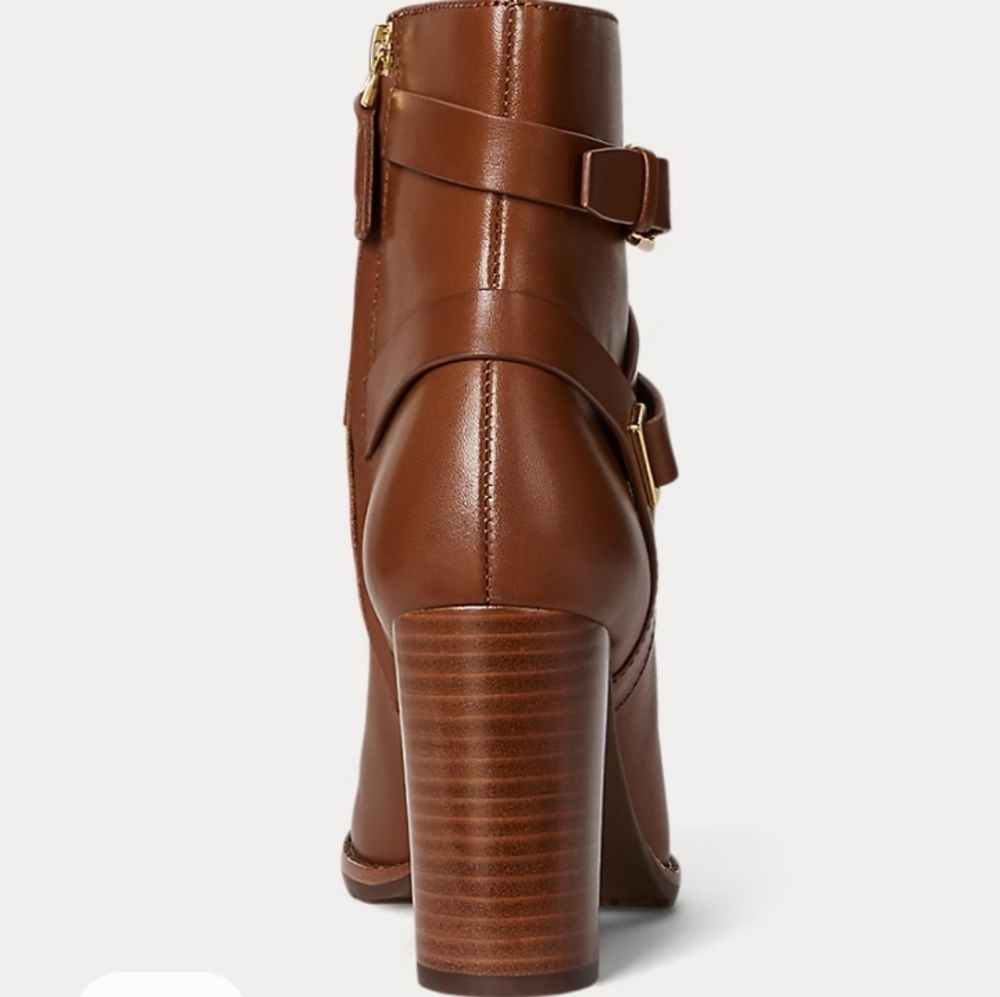 NWT: RALPH LAUREN, MADISYN CALFSKIN BOOTIE HEEL. - Picture 2 of 5